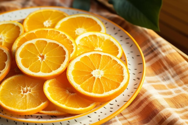 a plate of sliced lemons on a table