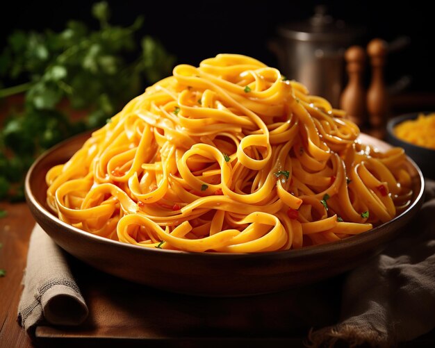 Photo plate of spaghetti with cheese