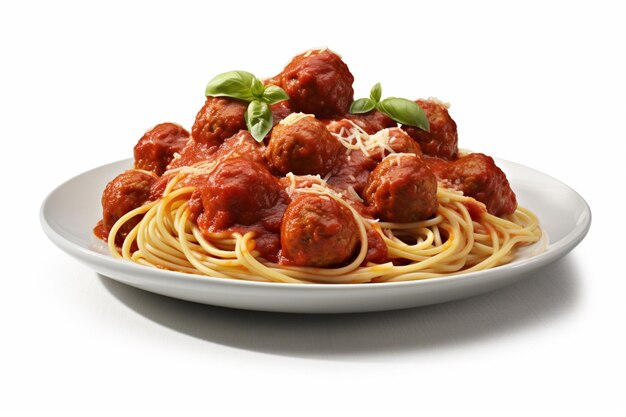 A plate of spaghetti with meatballs and sauce