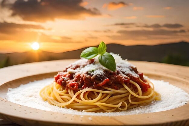 a plate of spaghetti with tomato sauce and cheese on it