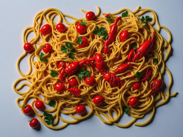 A plate of spaghetti with tomato sauce and green herbs.