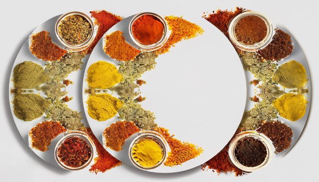 A plate of spices with one that says'spice'on it