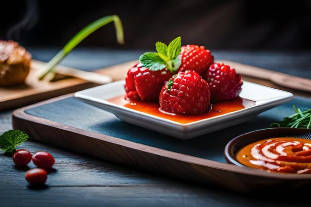 a plate of strawberries with a spoon on it