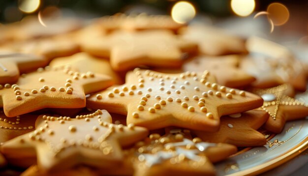 plate of sugar cookies showcasing their golden edges and decorative icing in exquisite detail Generative AI