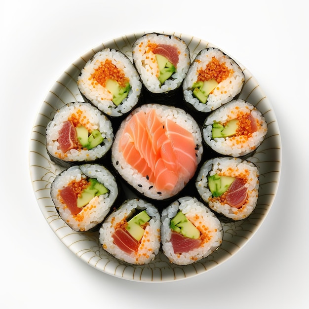 a plate of sushi roll