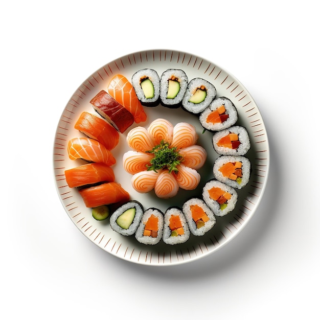 Foto un piatto di rotolo di sushi