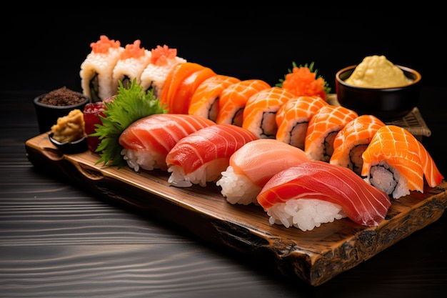 a plate of sushi on a table