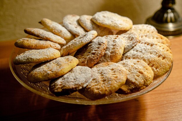 Plate of sweet cookies on plate photo