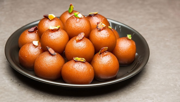 A plate of sweet desserts with the name jamun on it