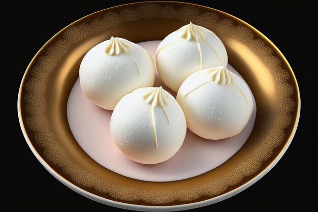 plate of sweets with three balls of white chocolate on top