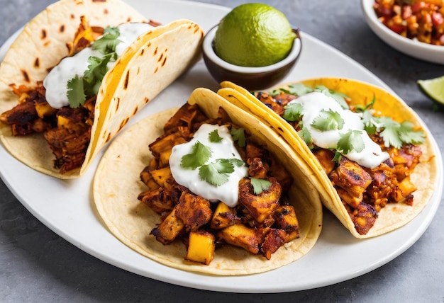 A plate of tacos al pastor Generative AI