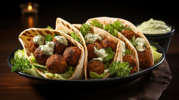 a plate of tacos with cheese and lettuce.