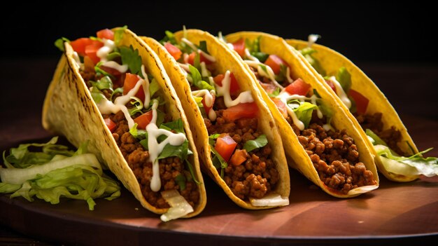 a plate of tacos with lettuce and tomatoes