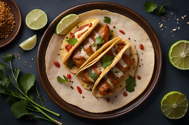 A plate of tacos with a plate of food on it