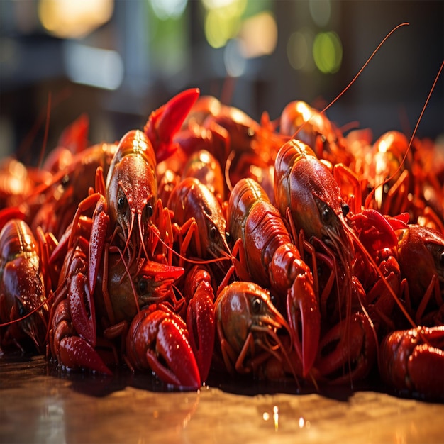 Plate of tasty boiled crayfish