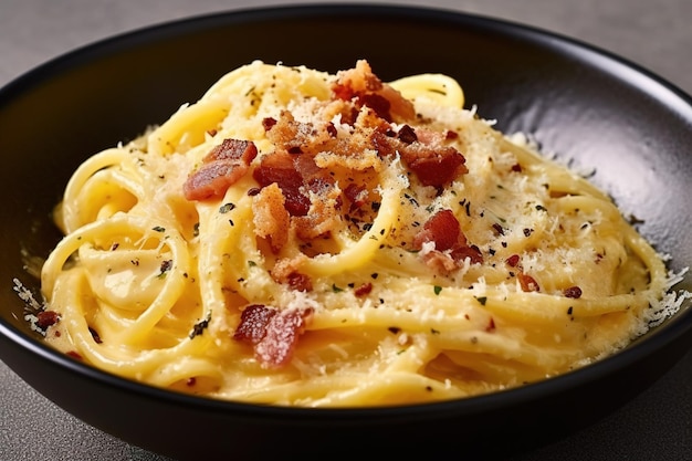 a plate of tasty carbonara