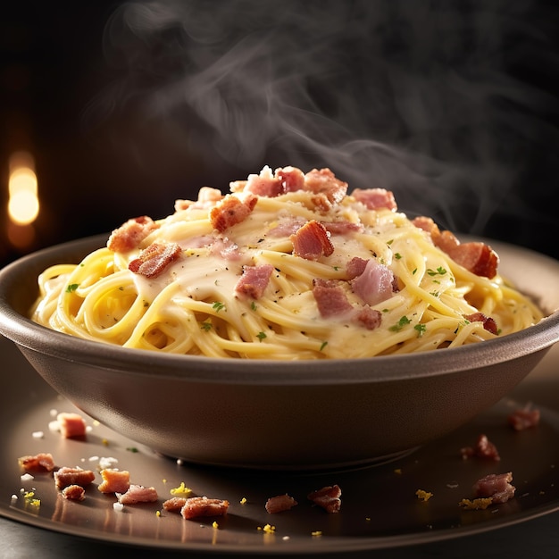 a plate of tasty carbonara