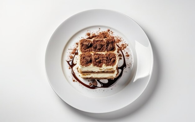 A plate of tasty tiramisu on a white background professional advertising post food ai generated