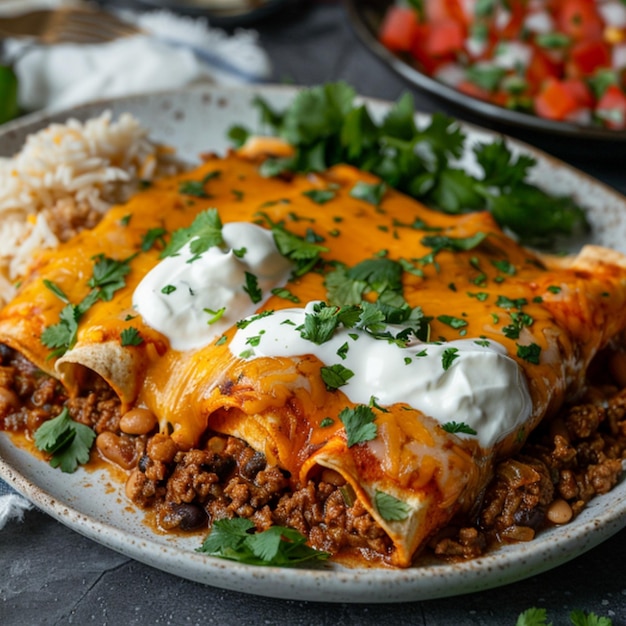 a plate of tortilla with cheese and tortilla on it