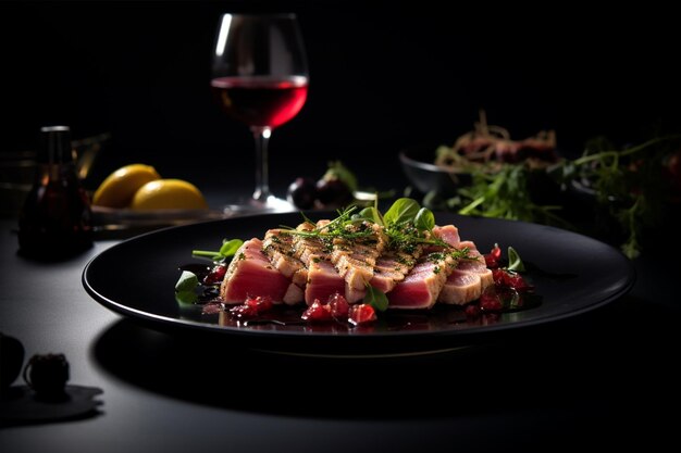 Plate of Tuna with Deep Pink Flesh