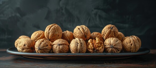 Plate of Walnuts on Table