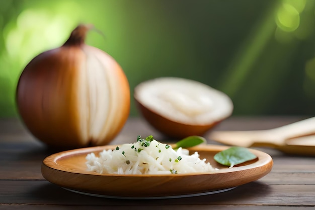 A plate of white rice with a whole egg in the background.