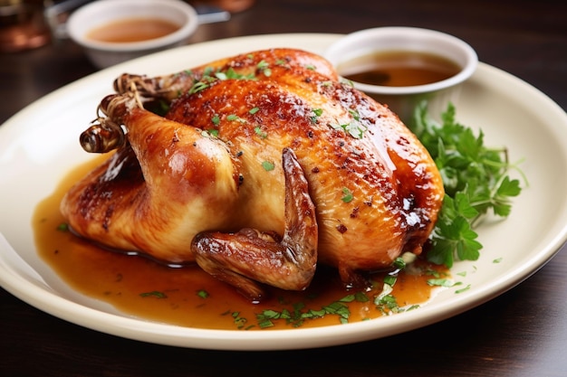 a plate of wings with rosemary sprigs