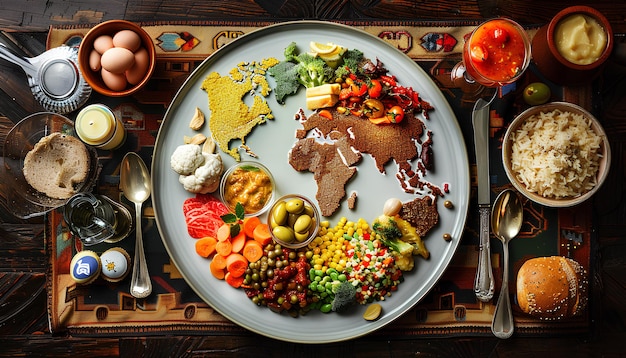 Premium Photo | Plate with all the food in the world