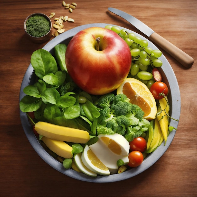 A Plate With Apple Orange Slices And Bananas