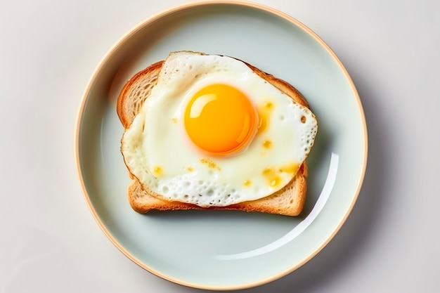 Plate With Bread and fried Egg AI generated