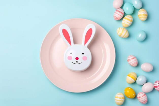 a plate with a bunny on it and a plate with easter eggs on it