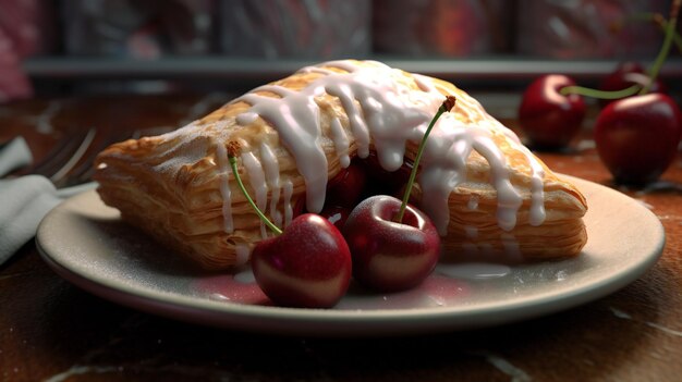 A plate with a cherry on it