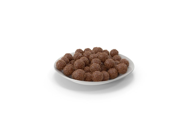 Plate with chocolate balls with nuts