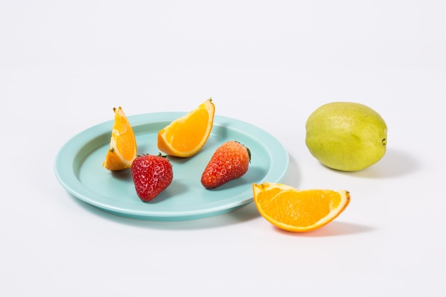 Photo plate with collection of fruits