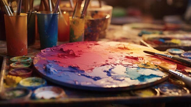 a plate with colorful candles on it