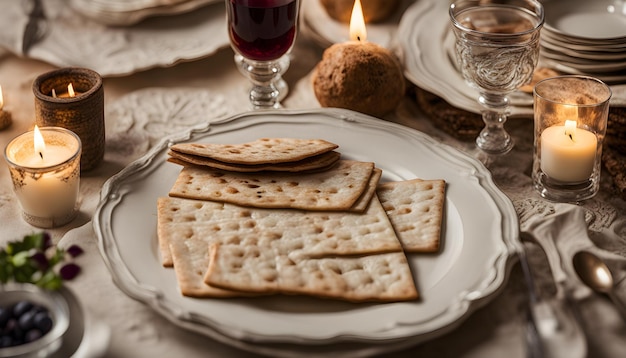 Photo a plate with crackers and crackers on it