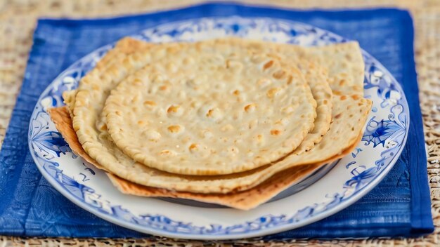 Photo a plate with crackers on it and a plate with a fork on it