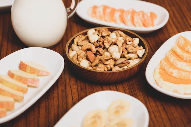 A plate with delicious mixed nuts.