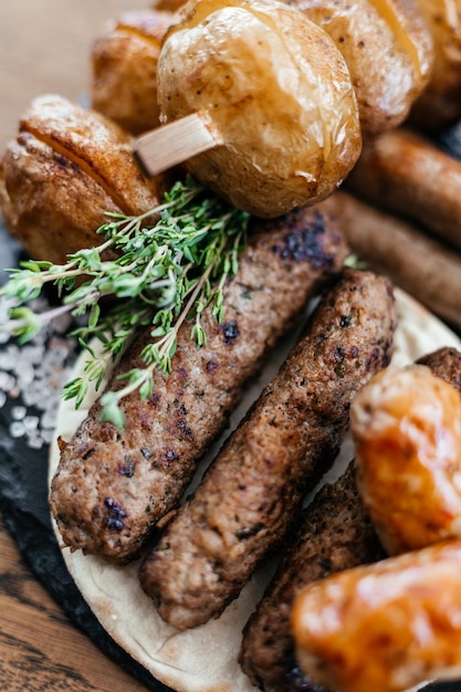 Plate with different types of meat