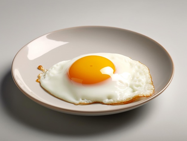 A plate with an egg on it and a plate with a white background.