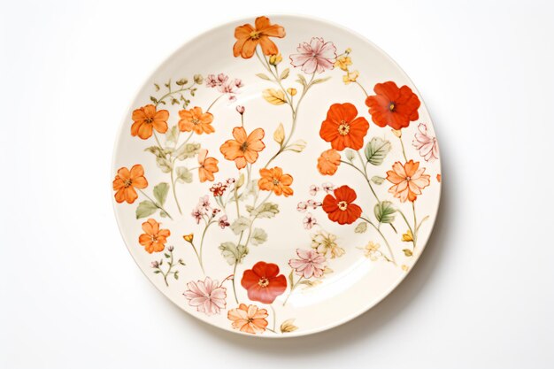 Photo a plate with a floral design on it