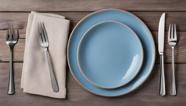 Photo a plate with a fork and a plate with a spoon on it