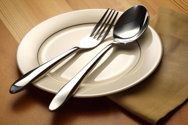 A plate with a fork and spoon on it