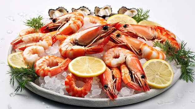 plate with fresh mixed seafish