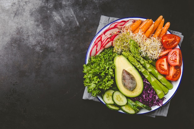 Plate with fresh vegetables