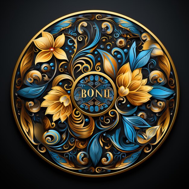 「ボニータ」と書かれた金の花が描かれたプレート