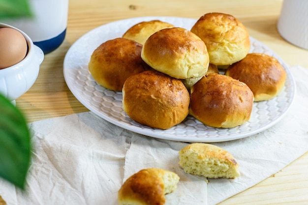 plate with homemade buns