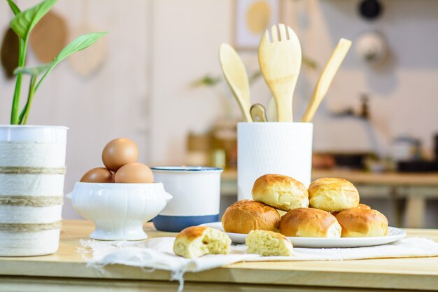 plate with homemade buns