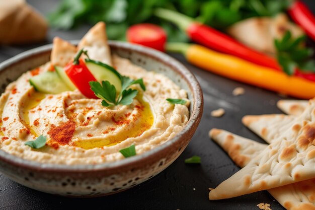 Foto piatto con hummus