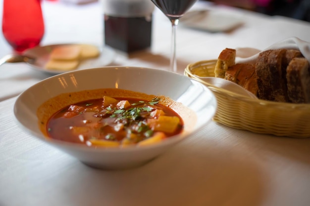 A plate with Hungarian goulash